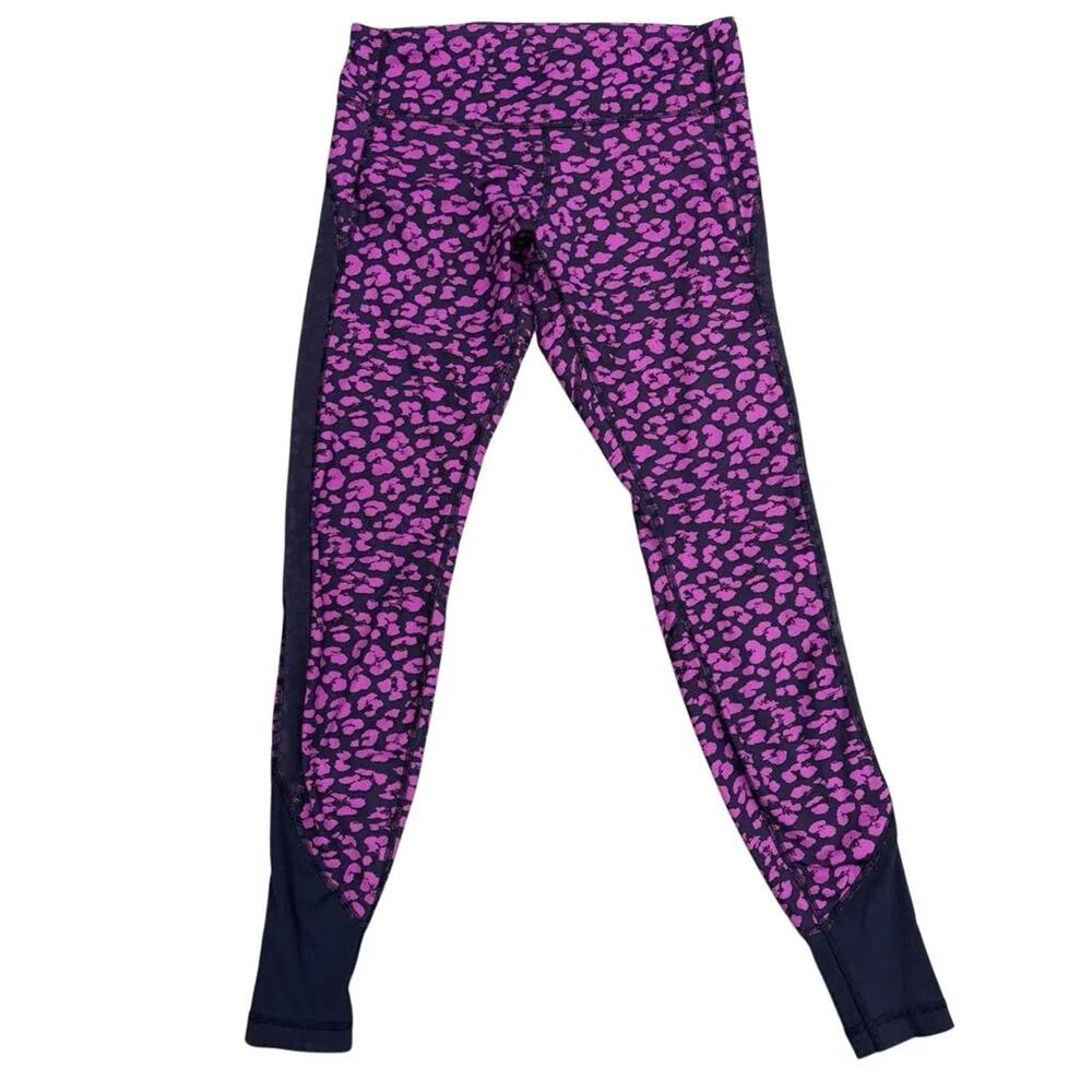 Lululemon Leopard Print Athletic Leggings Mesh Panels